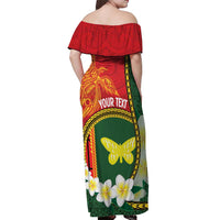 Personalised PNG Oro Provins Off Shoulder Maxi Dress Papua New Guinea Plumeria Melanesian Pattern - Polynesian Pride