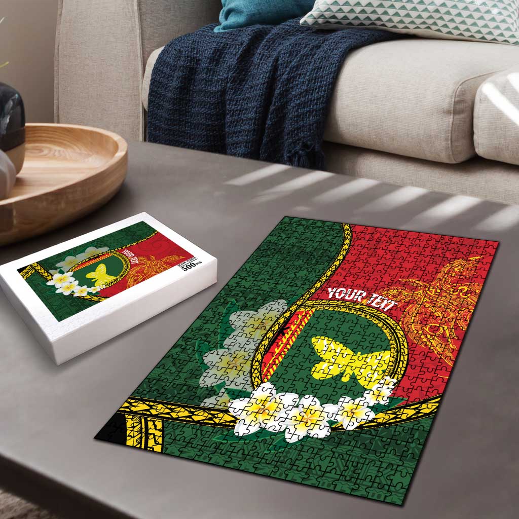 Personalised PNG Oro Provins Puzzle Papua New Guinea Plumeria Melanesian Pattern - Polynesian Pride