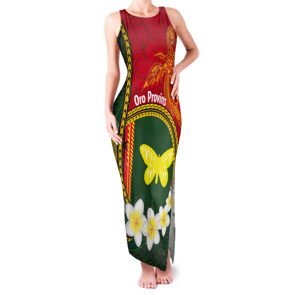 Personalised PNG Oro Provins Tank Maxi Dress Papua New Guinea Plumeria Melanesian Pattern - Polynesian Pride