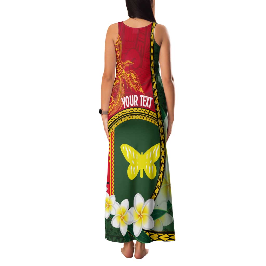 Personalised PNG Oro Provins Tank Maxi Dress Papua New Guinea Plumeria Melanesian Pattern - Polynesian Pride