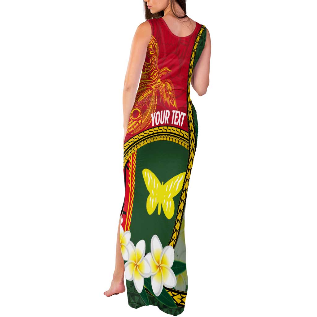 Personalised PNG Oro Provins Tank Maxi Dress Papua New Guinea Plumeria Melanesian Pattern - Polynesian Pride