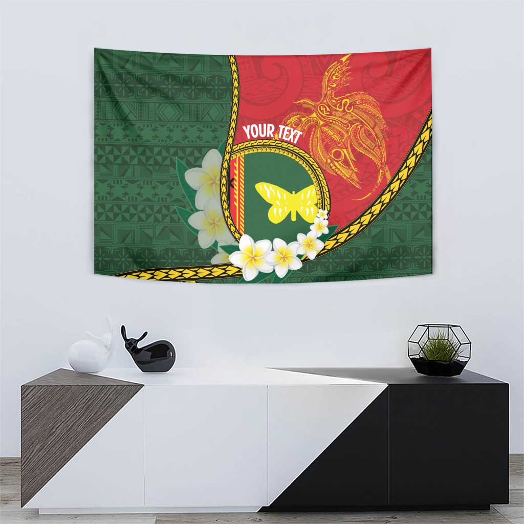 Personalised PNG Oro Provins Tapestry Papua New Guinea Plumeria Melanesian Pattern - Polynesian Pride