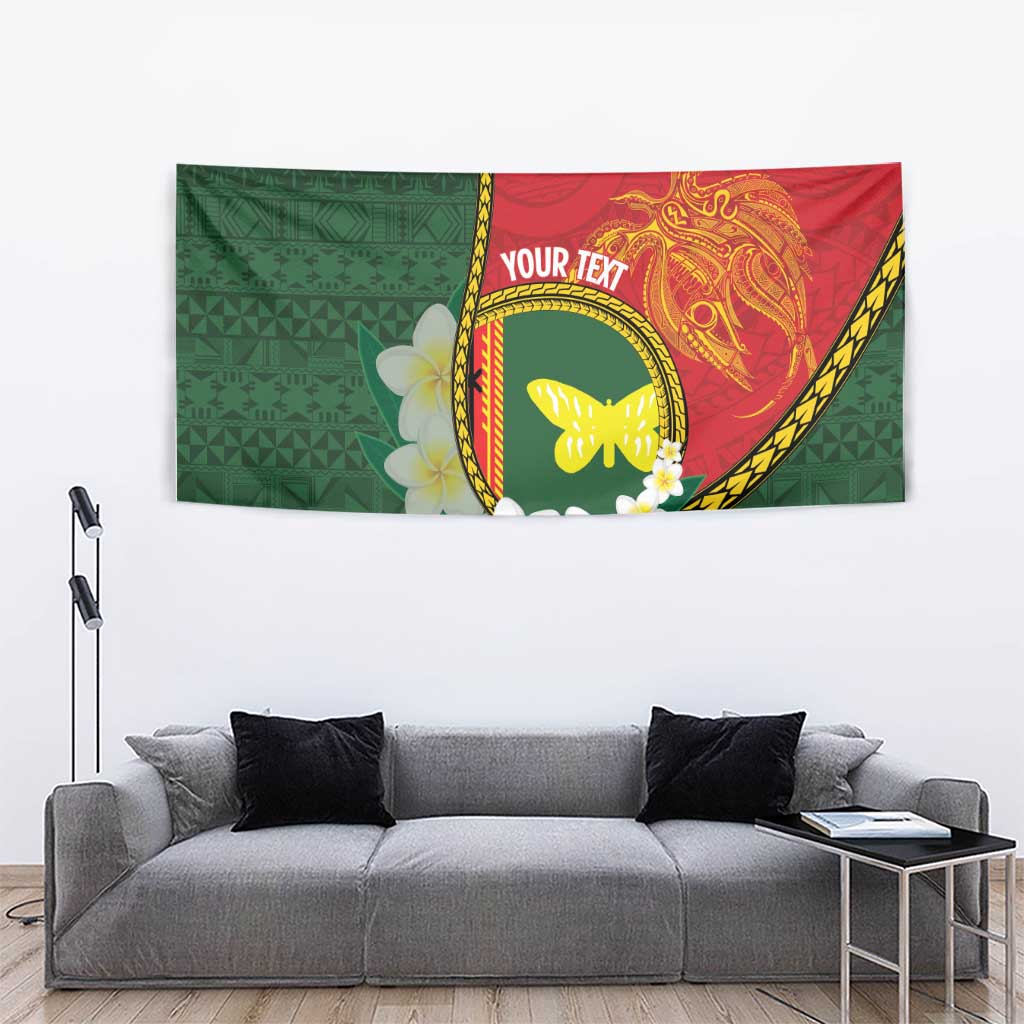 Personalised PNG Oro Provins Tapestry Papua New Guinea Plumeria Melanesian Pattern - Polynesian Pride