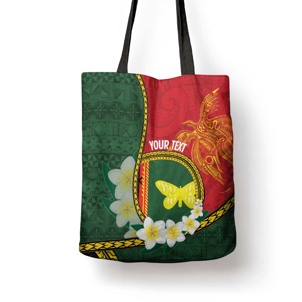 Personalised PNG Oro Provins Tote Bag Papua New Guinea Plumeria Melanesian Pattern - Polynesian Pride
