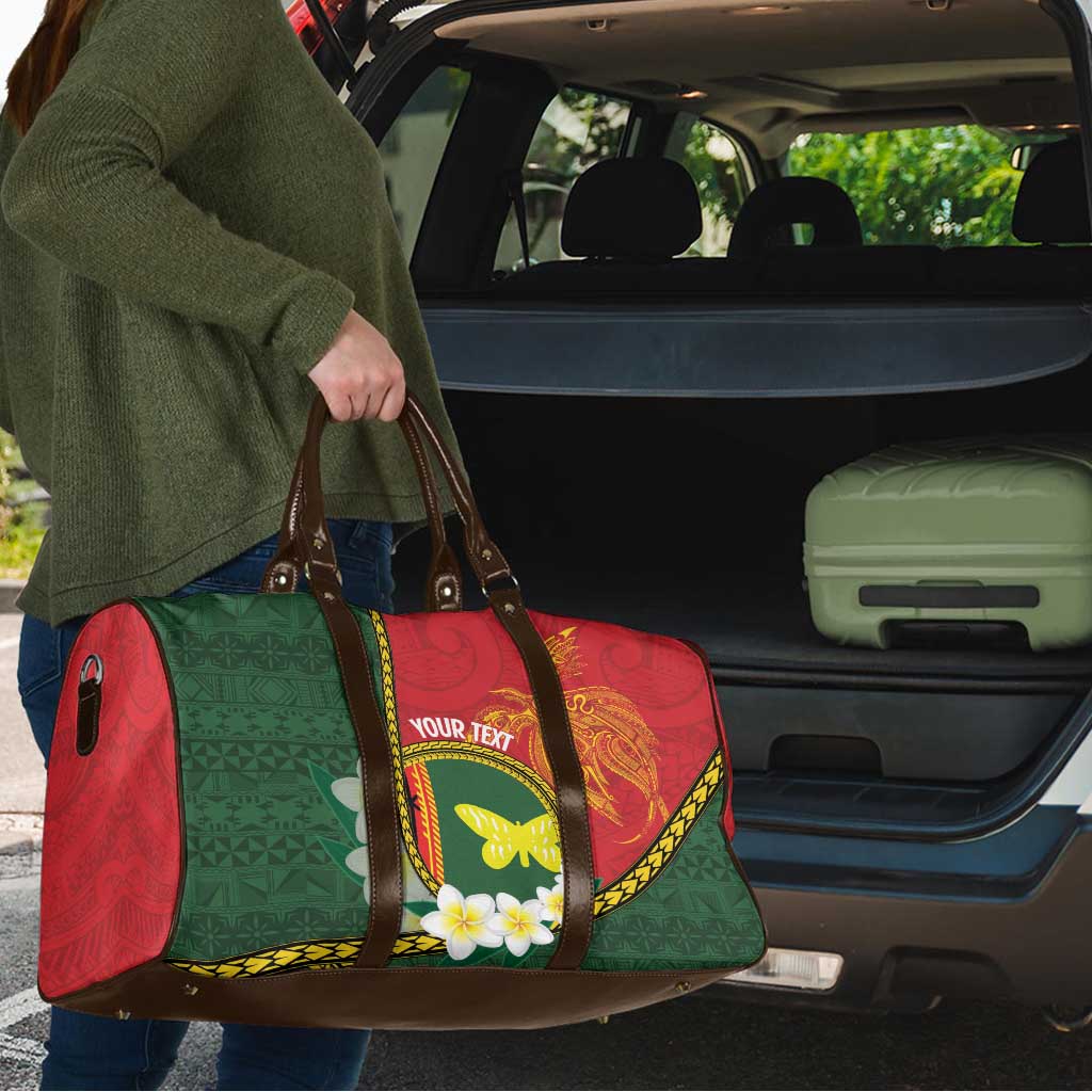 Personalised PNG Oro Provins Travel Bag Papua New Guinea Plumeria Melanesian Pattern - Polynesian Pride