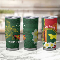 Personalised PNG Oro Provins Tumbler Cup Papua New Guinea Plumeria Melanesian Pattern - Polynesian Pride