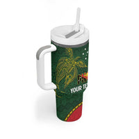 Personalised PNG Oro Provins Tumbler With Handle Papua New Guinea Plumeria Melanesian Pattern - Polynesian Pride