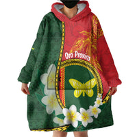 Personalised PNG Oro Provins Wearable Blanket Hoodie Papua New Guinea Plumeria Melanesian Pattern - Polynesian Pride