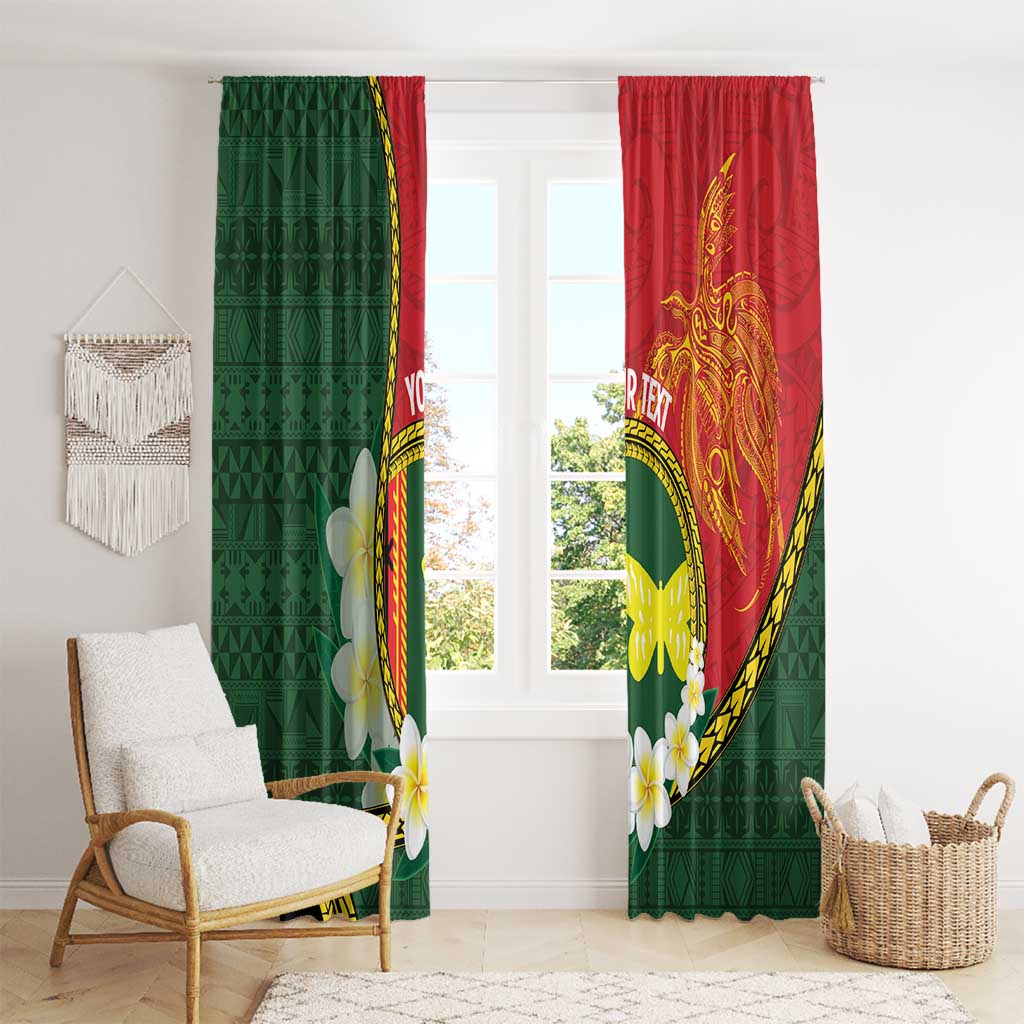 Personalised PNG Oro Provins Window Curtain Papua New Guinea Plumeria Melanesian Pattern - Polynesian Pride