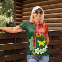 Personalised PNG Oro Provins Women Polo Shirt Papua New Guinea Plumeria Melanesian Pattern - Polynesian Pride