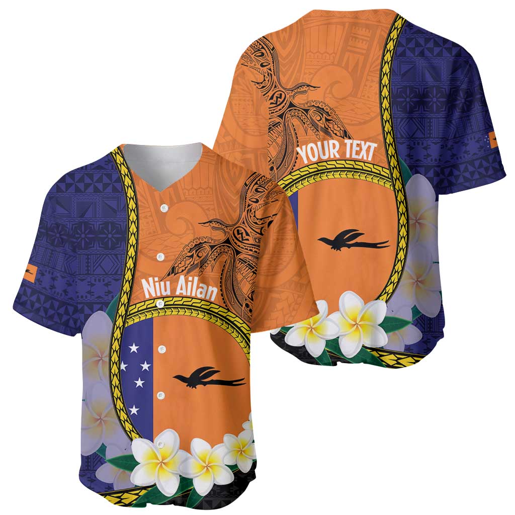 Personalised PNG Niu Ailan Baseball Jersey Papua New Guinea Plumeria Melanesian Pattern - Polynesian Pride
