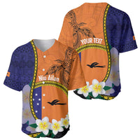 Personalised PNG Niu Ailan Baseball Jersey Papua New Guinea Plumeria Melanesian Pattern - Polynesian Pride