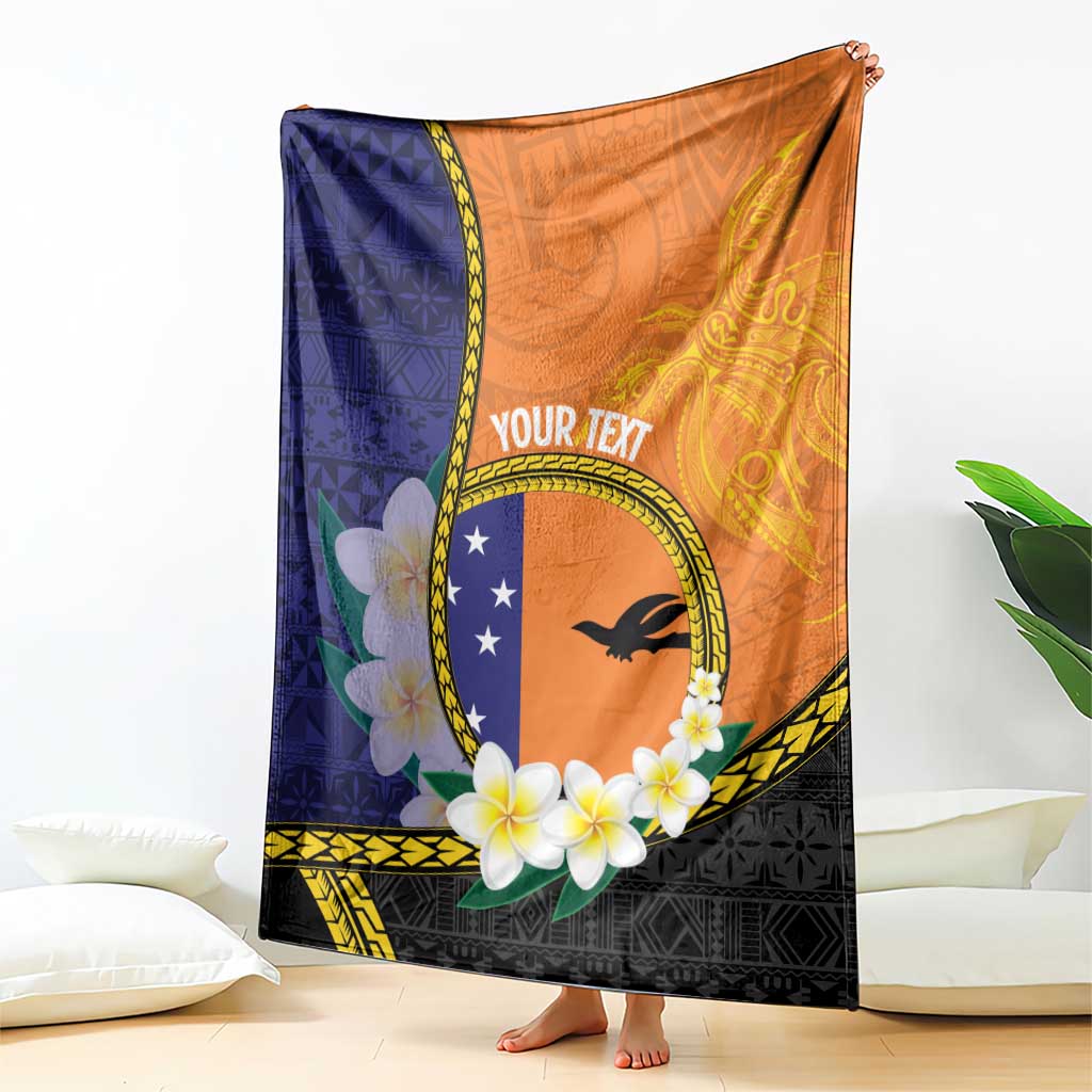 Personalised PNG Niu Ailan Blanket Papua New Guinea Plumeria Melanesian Pattern - Polynesian Pride