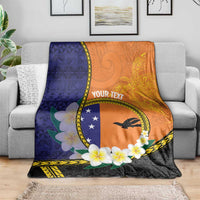 Personalised PNG Niu Ailan Blanket Papua New Guinea Plumeria Melanesian Pattern - Polynesian Pride