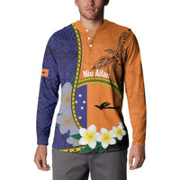 Personalised PNG Niu Ailan Button Sweatshirt Papua New Guinea Plumeria Melanesian Pattern - Polynesian Pride
