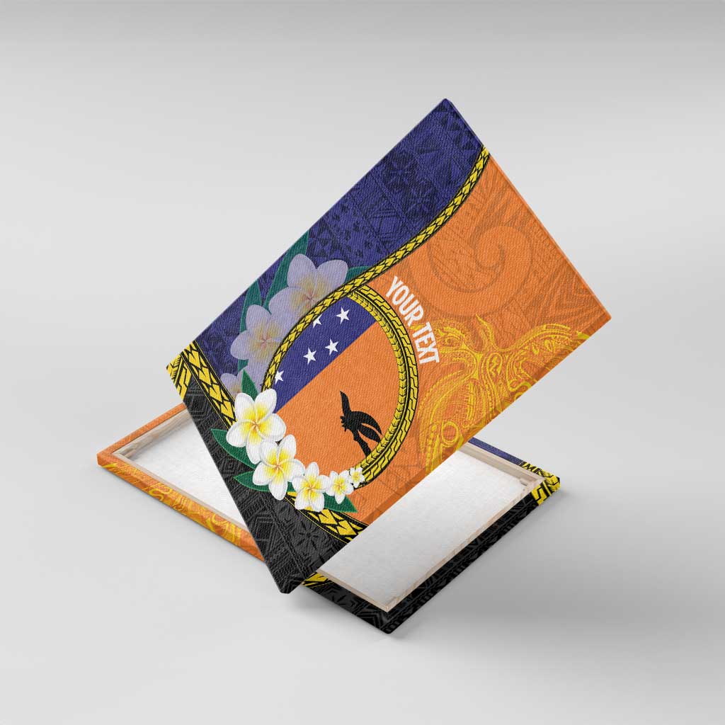 Personalised PNG Niu Ailan Canvas Wall Art Papua New Guinea Plumeria Melanesian Pattern - Polynesian Pride