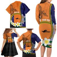 Personalised PNG Niu Ailan Family Matching Long Sleeve Bodycon Dress and Hawaiian Shirt Papua New Guinea Plumeria Melanesian Pattern - Polynesian Pride