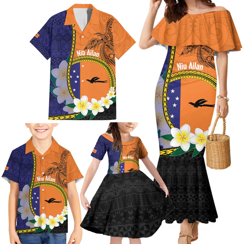 Personalised PNG Niu Ailan Family Matching Mermaid Dress and Hawaiian Shirt Papua New Guinea Plumeria Melanesian Pattern - Polynesian Pride