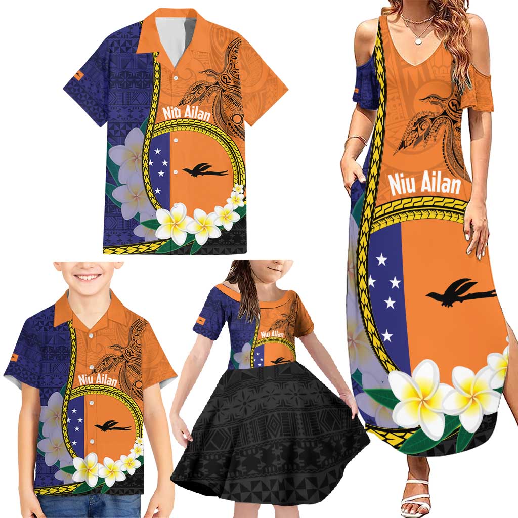 Personalised PNG Niu Ailan Family Matching Summer Maxi Dress and Hawaiian Shirt Papua New Guinea Plumeria Melanesian Pattern - Polynesian Pride