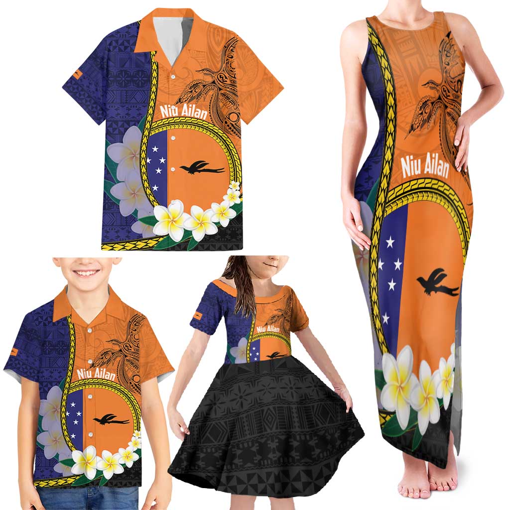 Personalised PNG Niu Ailan Family Matching Tank Maxi Dress and Hawaiian Shirt Papua New Guinea Plumeria Melanesian Pattern - Polynesian Pride