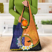 Personalised PNG Niu Ailan Grocery Bag Papua New Guinea Plumeria Melanesian Pattern - Polynesian Pride