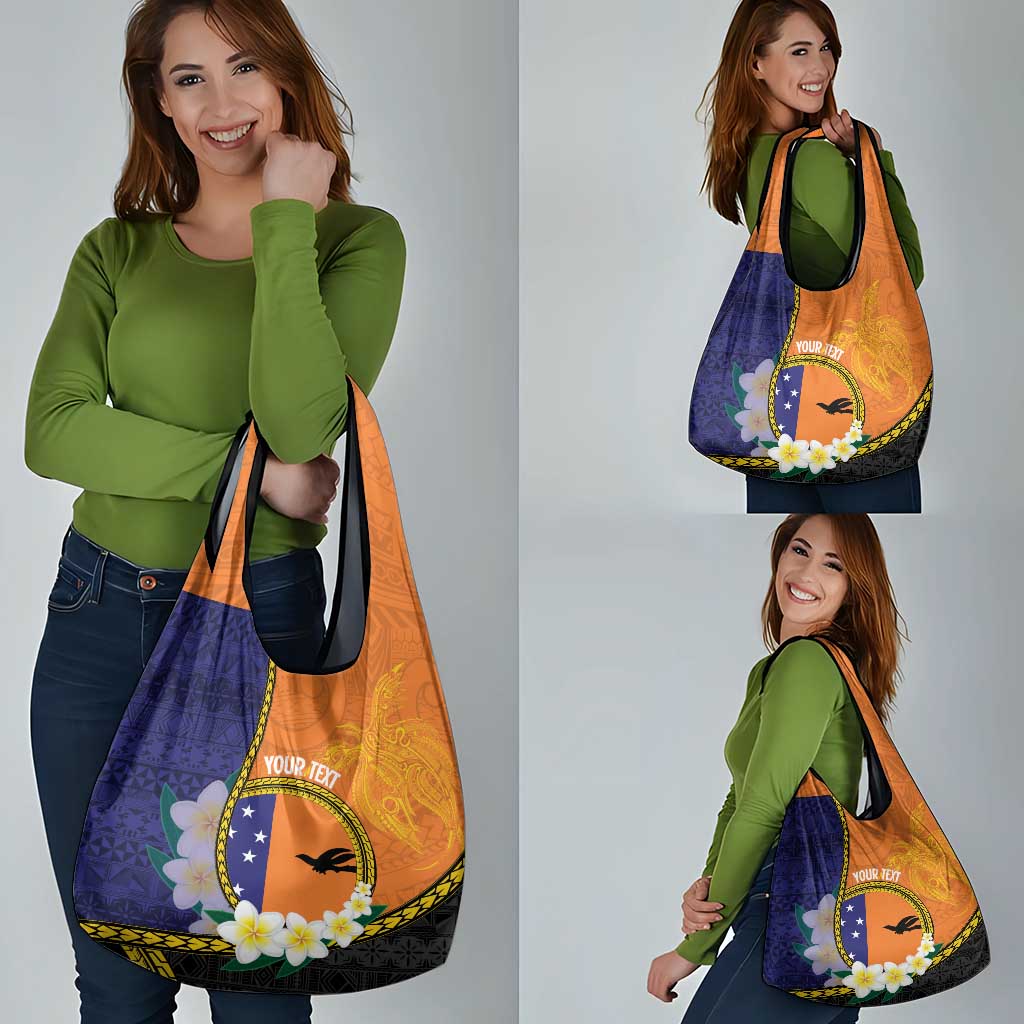 Personalised PNG Niu Ailan Grocery Bag Papua New Guinea Plumeria Melanesian Pattern - Polynesian Pride