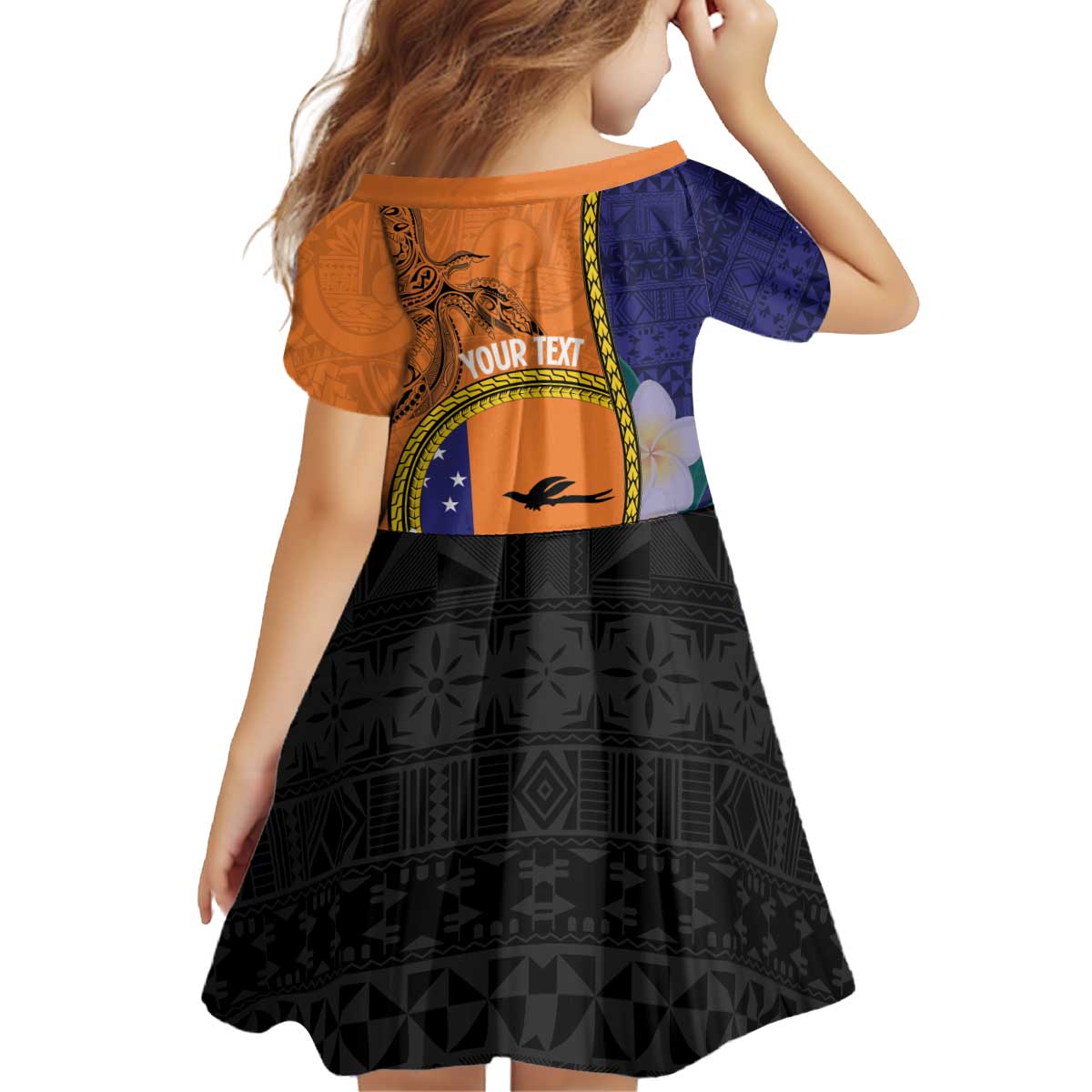 Personalised PNG Niu Ailan Kid Short Sleeve Dress Papua New Guinea Plumeria Melanesian Pattern - Polynesian Pride