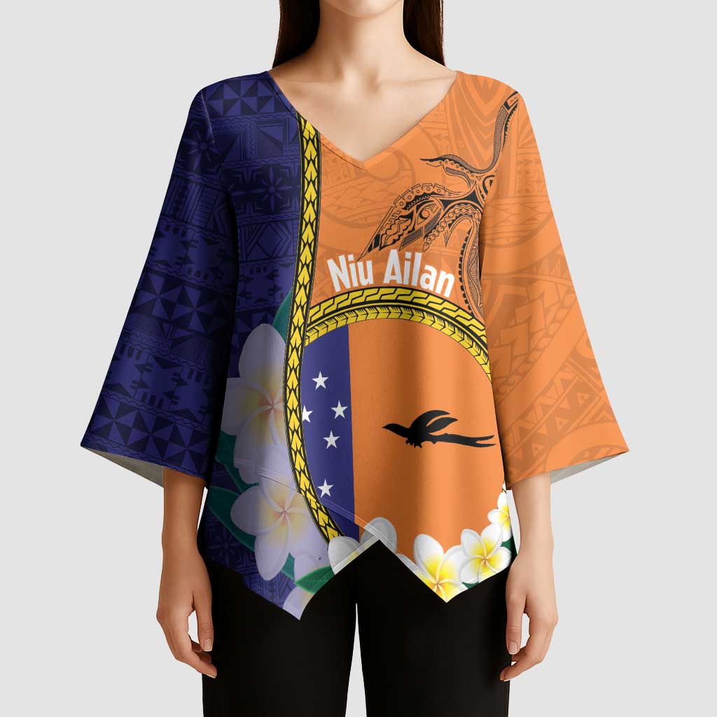 Personalised PNG Niu Ailan Kimono Sleeve Blouse Papua New Guinea Plumeria Melanesian Pattern - Polynesian Pride
