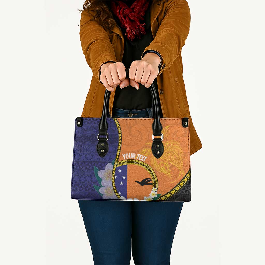 Personalised PNG Niu Ailan Leather Bag Papua New Guinea Plumeria Melanesian Pattern - Polynesian Pride