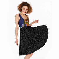 Personalised PNG Niu Ailan Midi Dress Papua New Guinea Plumeria Melanesian Pattern - Polynesian Pride