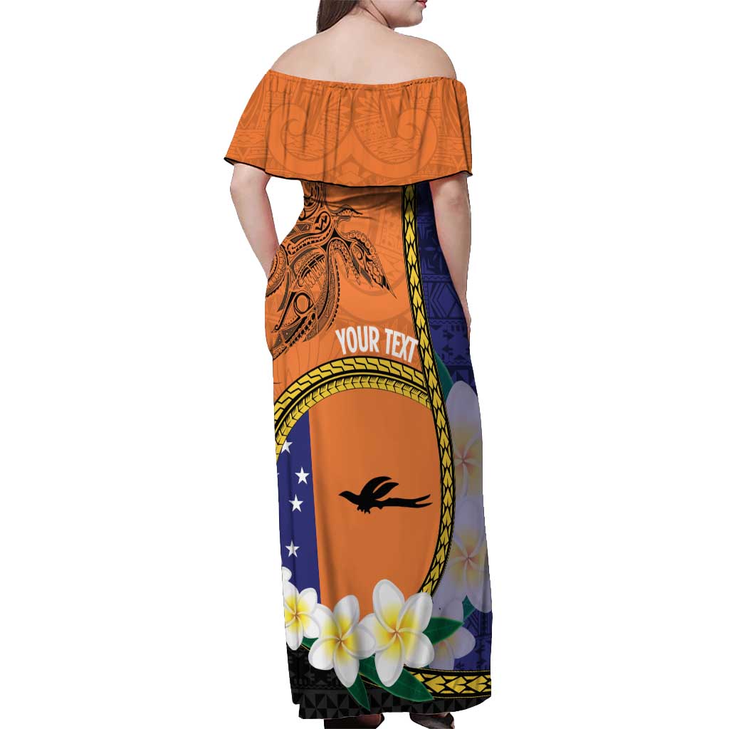 Personalised PNG Niu Ailan Off Shoulder Maxi Dress Papua New Guinea Plumeria Melanesian Pattern - Polynesian Pride