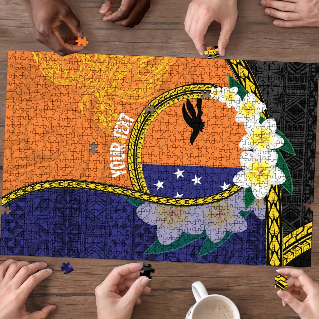 Personalised PNG Niu Ailan Puzzle Papua New Guinea Plumeria Melanesian Pattern - Polynesian Pride