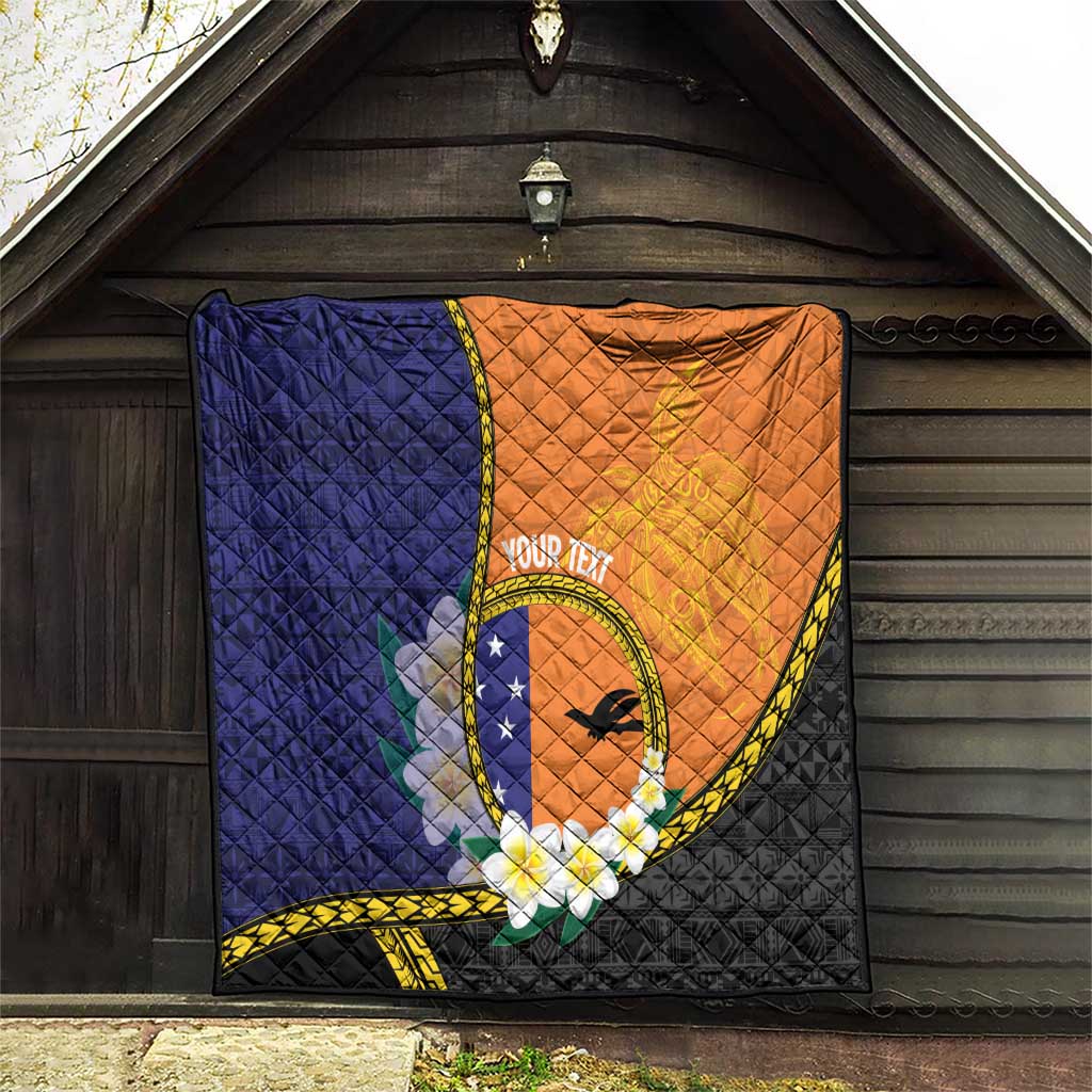 Personalised PNG Niu Ailan Quilt Papua New Guinea Plumeria Melanesian Pattern - Polynesian Pride