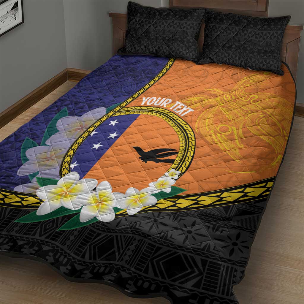 Personalised PNG Niu Ailan Quilt Bed Set Papua New Guinea Plumeria Melanesian Pattern - Polynesian Pride