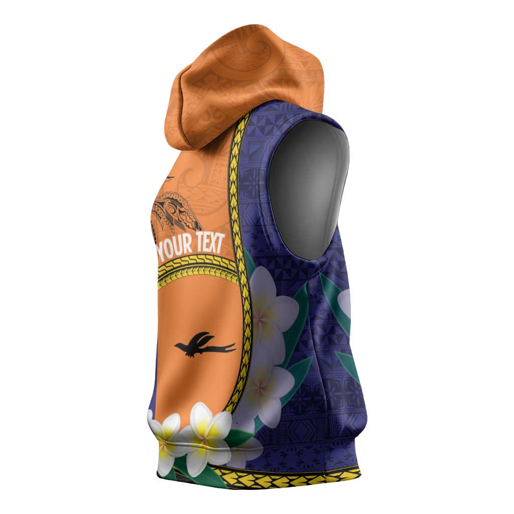 Personalised PNG Niu Ailan Sleeveless Hoodie Papua New Guinea Plumeria Melanesian Pattern - Polynesian Pride