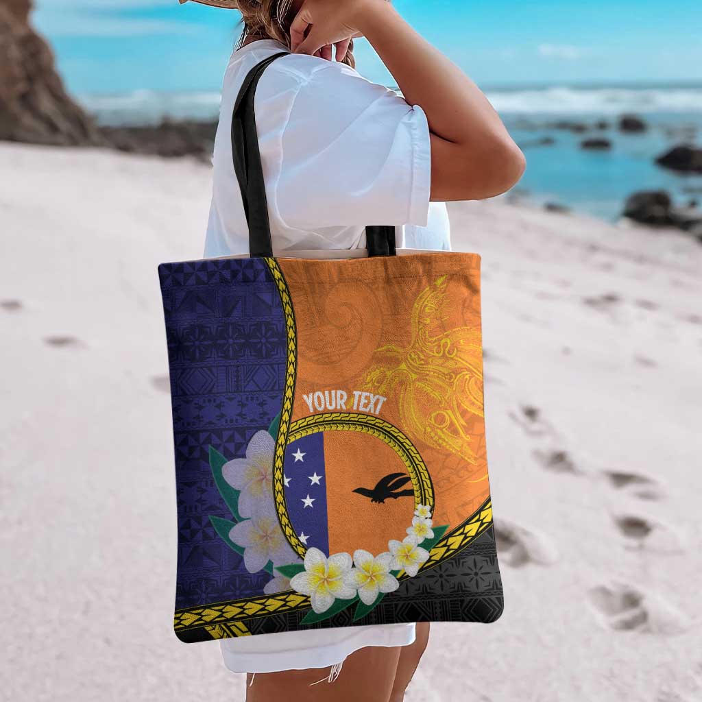 Personalised PNG Niu Ailan Tote Bag Papua New Guinea Plumeria Melanesian Pattern - Polynesian Pride