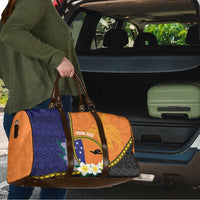 Personalised PNG Niu Ailan Travel Bag Papua New Guinea Plumeria Melanesian Pattern - Polynesian Pride