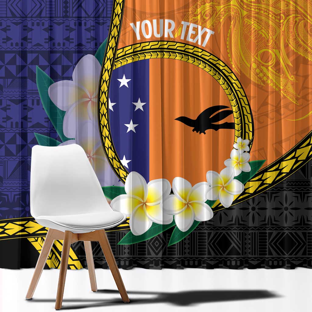 Personalised PNG Niu Ailan Window Curtain Papua New Guinea Plumeria Melanesian Pattern - Polynesian Pride