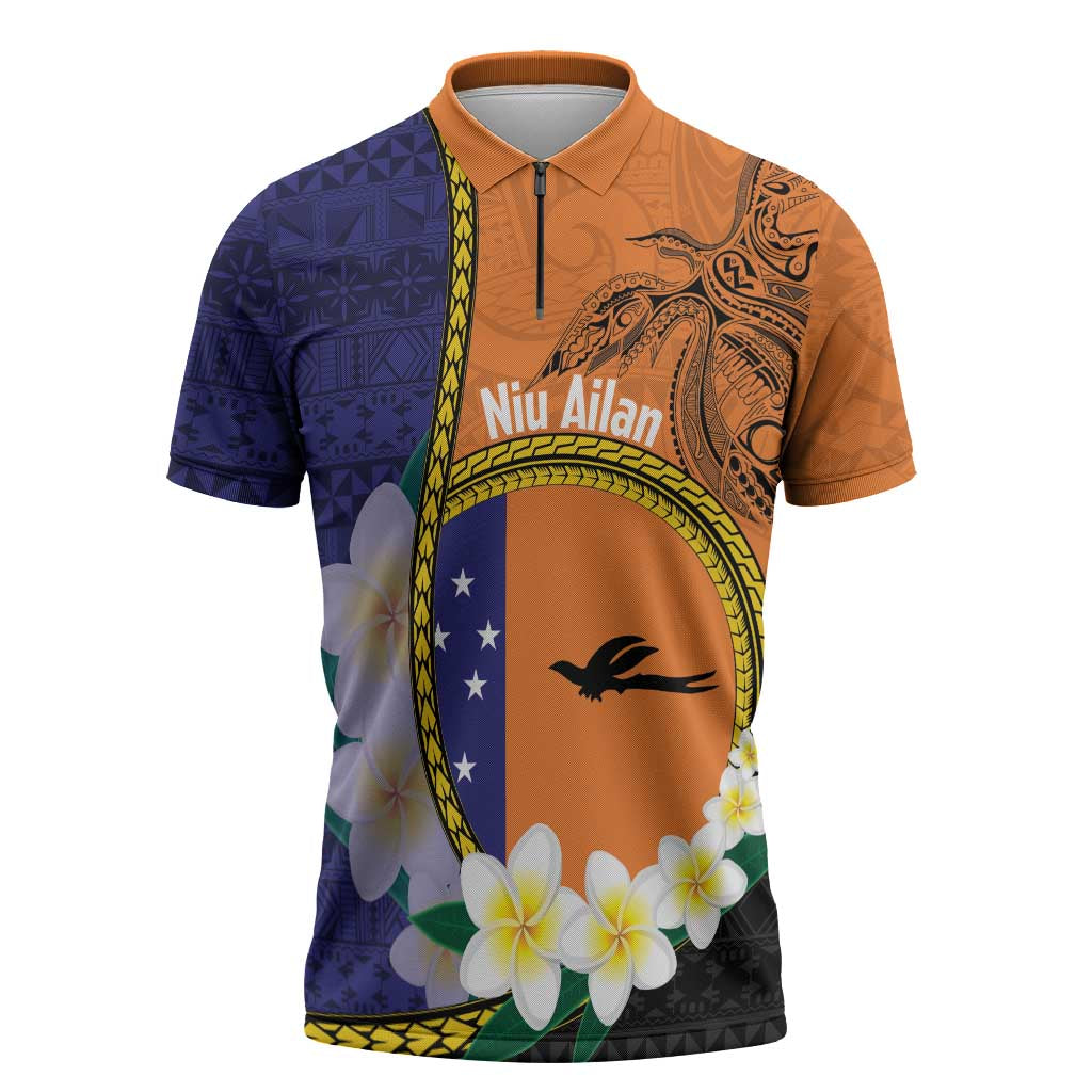 Personalised PNG Niu Ailan Zipper Polo Shirt Papua New Guinea Plumeria Melanesian Pattern - Polynesian Pride