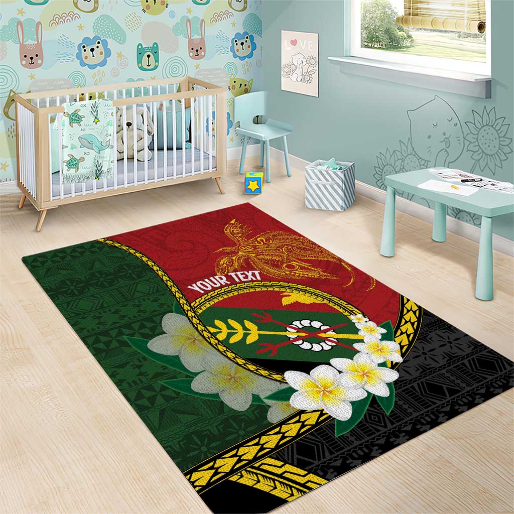 Personalised PNG Simbu Provins Area Rug Papua New Guinea Plumeria Melanesian Pattern - Polynesian Pride