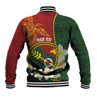Personalised PNG Simbu Provins Baseball Jacket Papua New Guinea Plumeria Melanesian Pattern - Polynesian Pride
