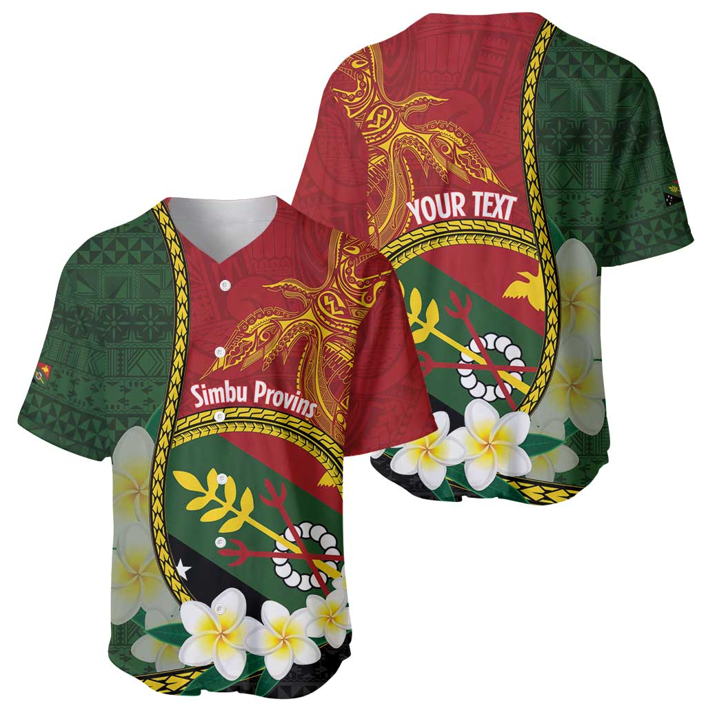 Personalised PNG Simbu Provins Baseball Jersey Papua New Guinea Plumeria Melanesian Pattern - Polynesian Pride