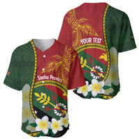 Personalised PNG Simbu Provins Baseball Jersey Papua New Guinea Plumeria Melanesian Pattern - Polynesian Pride