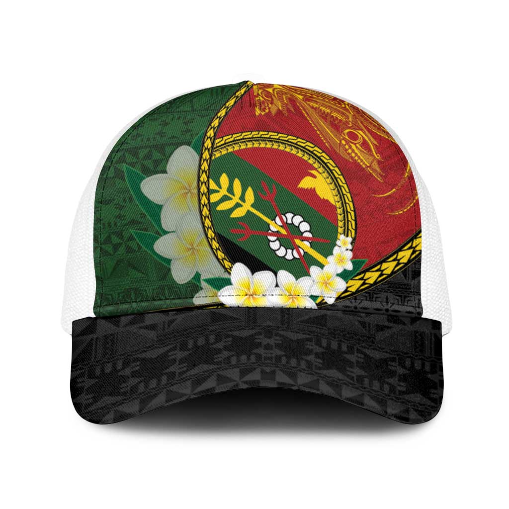 PNG Simbu Provins Baseball Net Cap Papua New Guinea Plumeria Melanesian Pattern - Polynesian Pride