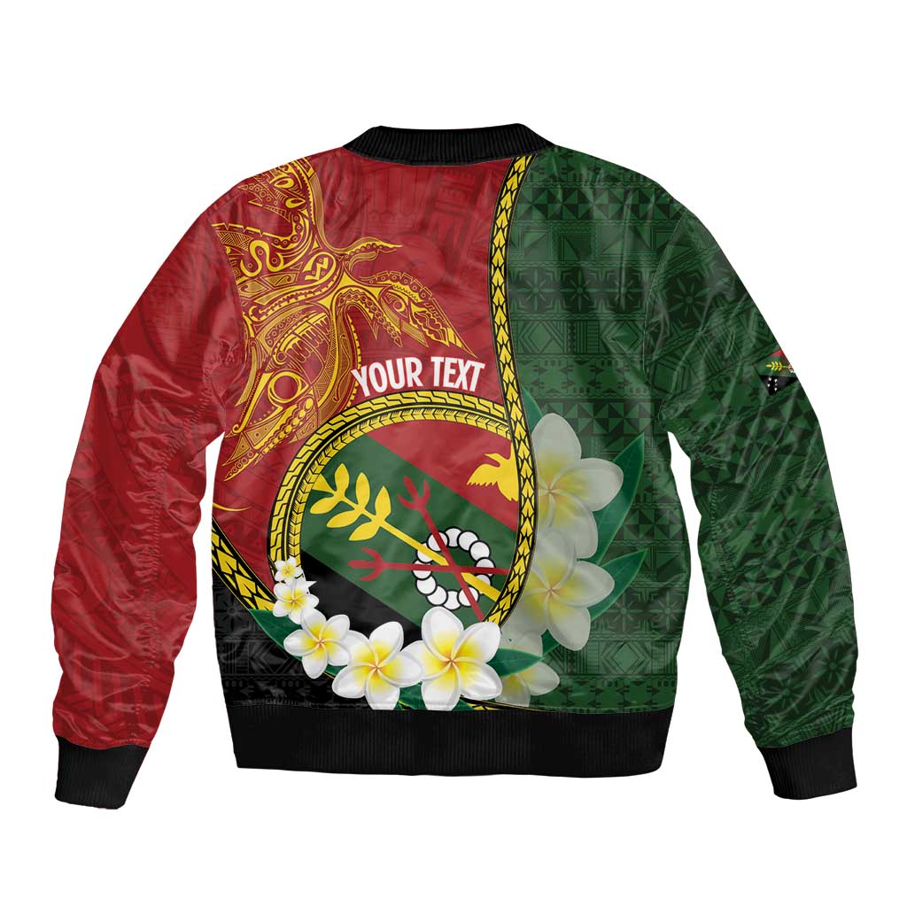 Personalised PNG Simbu Provins Bomber Jacket Papua New Guinea Plumeria Melanesian Pattern - Polynesian Pride