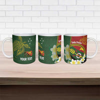 Personalised PNG Simbu Provins Ceramic Mug Papua New Guinea Plumeria Melanesian Pattern - Polynesian Pride