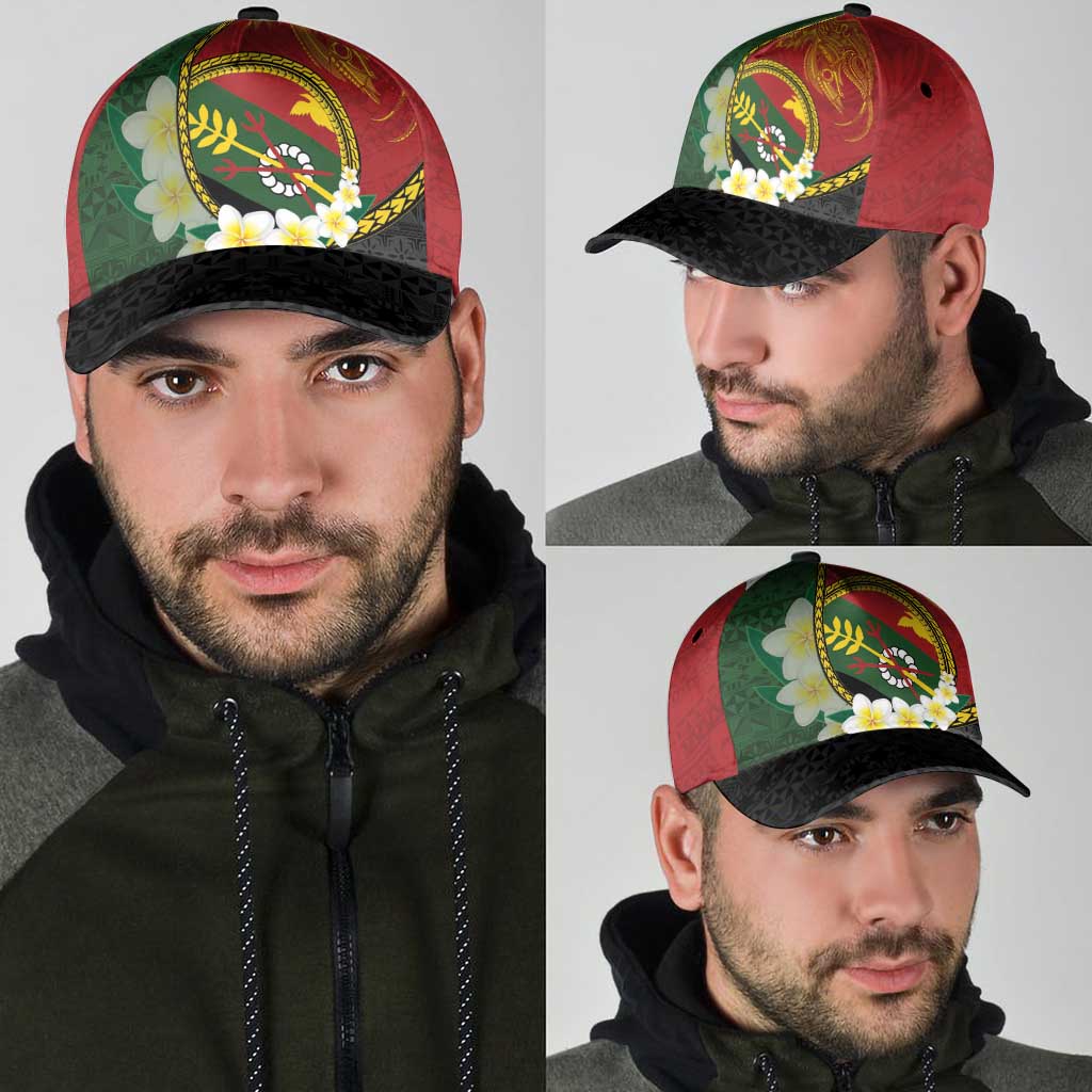 PNG Simbu Provins Classic Cap Papua New Guinea Plumeria Melanesian Pattern - Polynesian Pride