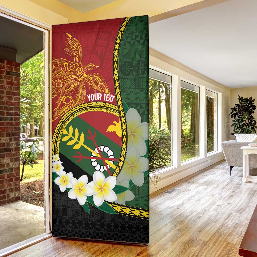 Personalised PNG Simbu Provins Door Cover Papua New Guinea Plumeria Melanesian Pattern - Polynesian Pride