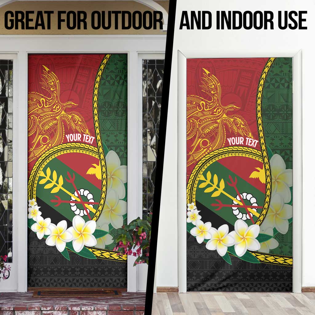 Personalised PNG Simbu Provins Door Cover Papua New Guinea Plumeria Melanesian Pattern - Polynesian Pride