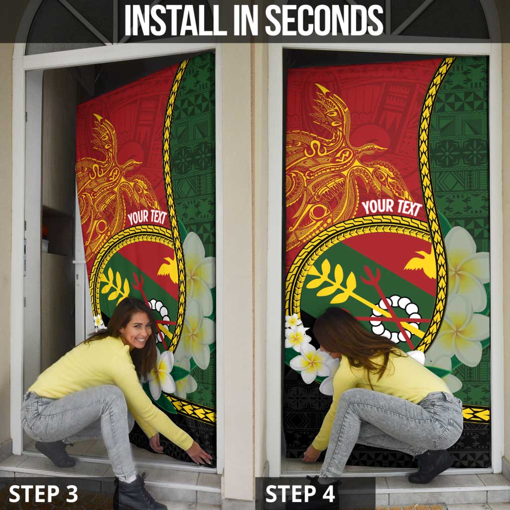 Personalised PNG Simbu Provins Door Cover Papua New Guinea Plumeria Melanesian Pattern - Polynesian Pride